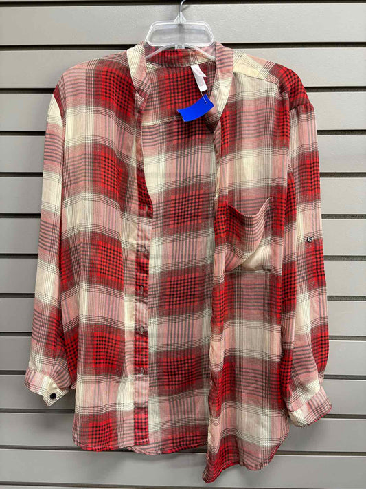 Women's Women Size M Red xhilaration Plaid Long Sleeve Shirt