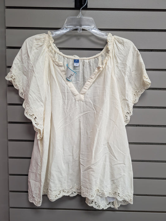 Women's Women Size XL Cream Old Navy V-Neck Short Sleeve Shirt