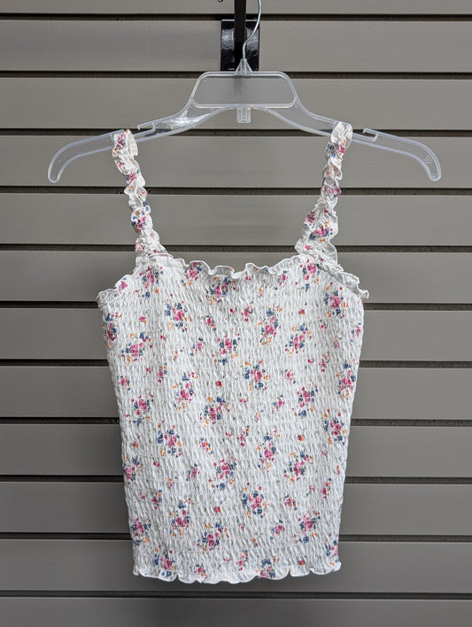 Girl's Child Size 13/14 Abercrombie & Fitch White Floral Tank Shirt