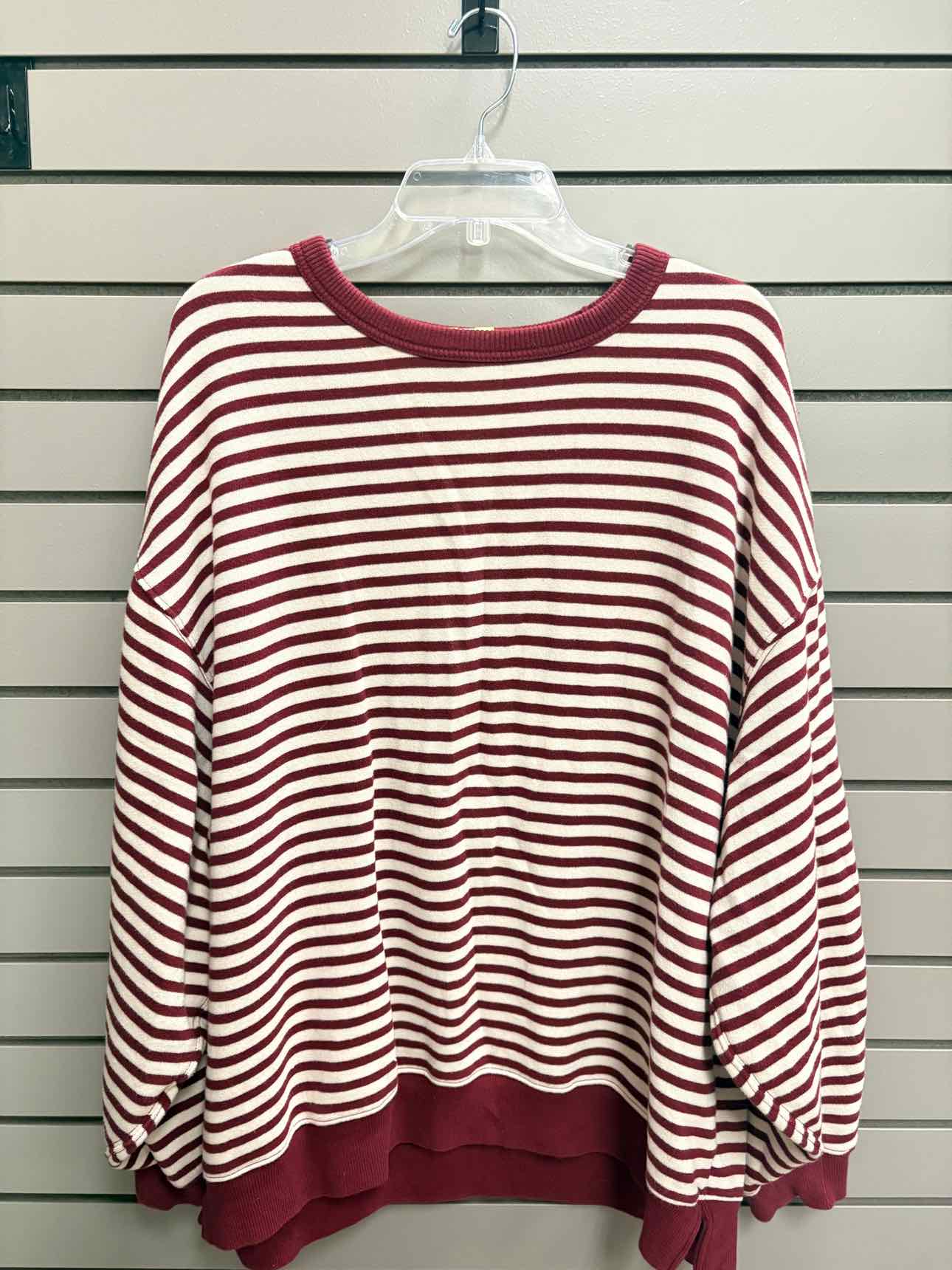 Women's Women Size L Burgundy Aerie Stripe Crew Long Sleeve Shirt