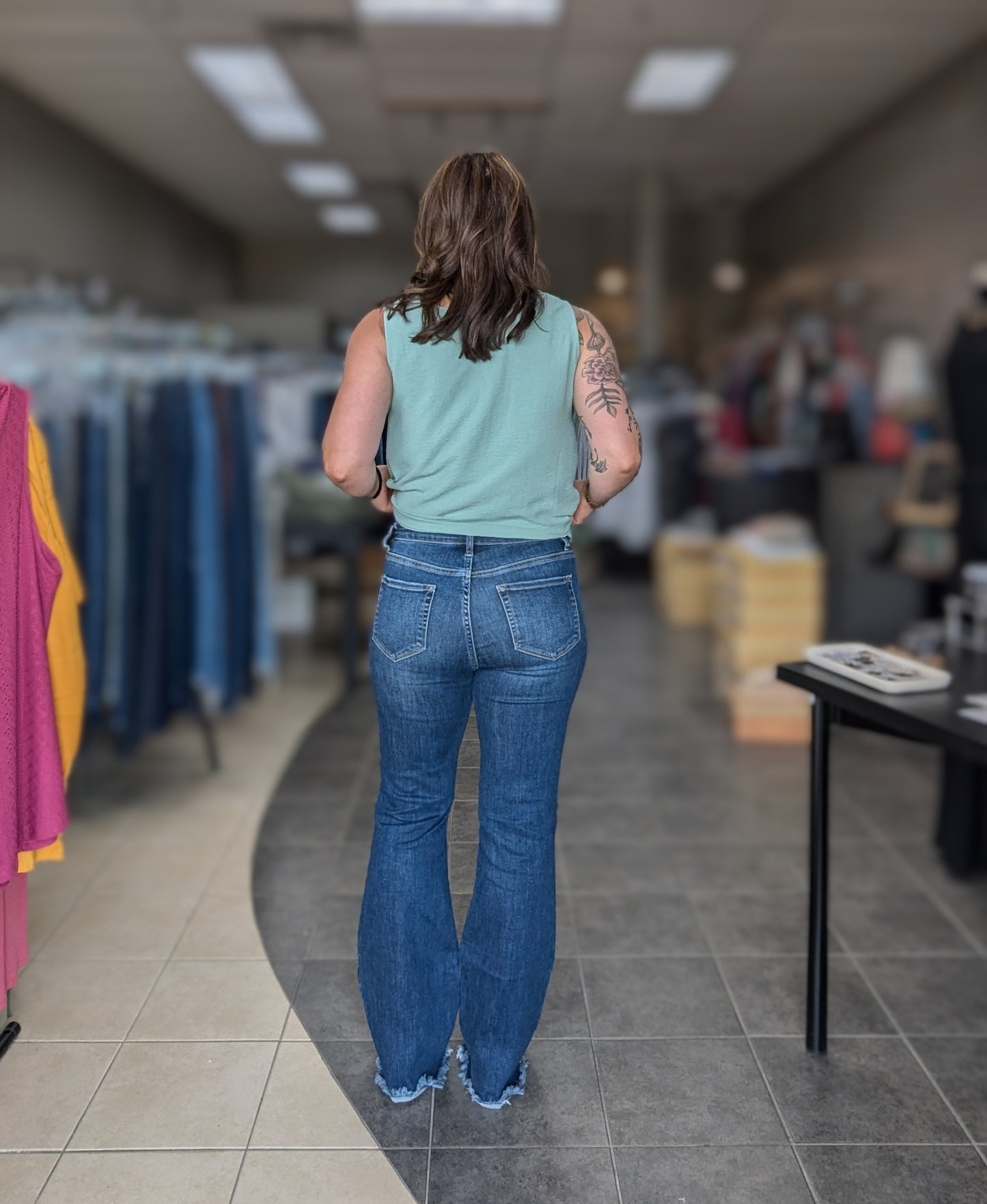 Mid Rise Fringe Flare