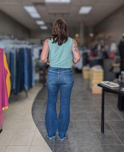 Mid Rise Fringe Flare