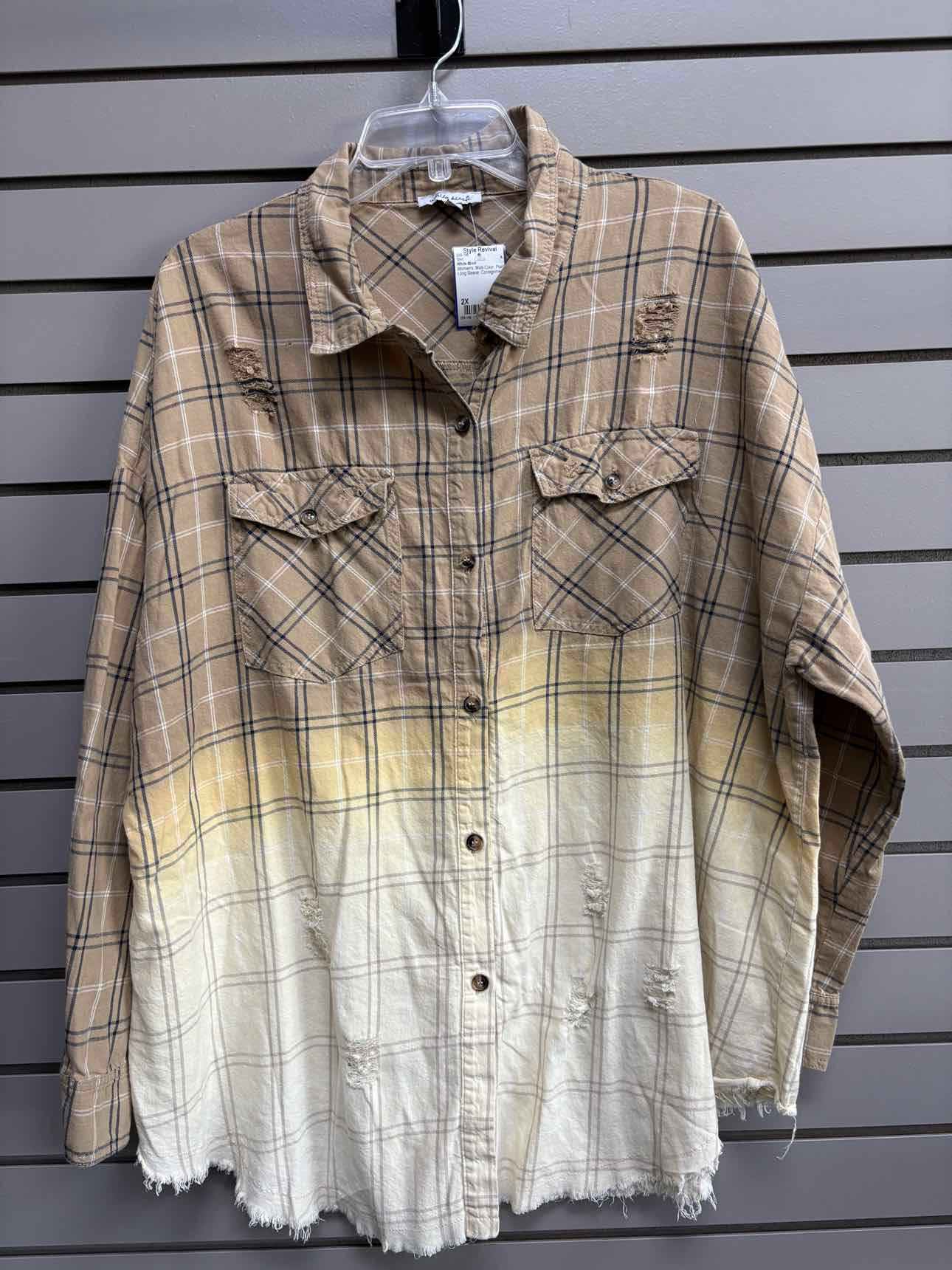 Women's Women Size 2X Cream 7th ray Long Sleeve Shirt