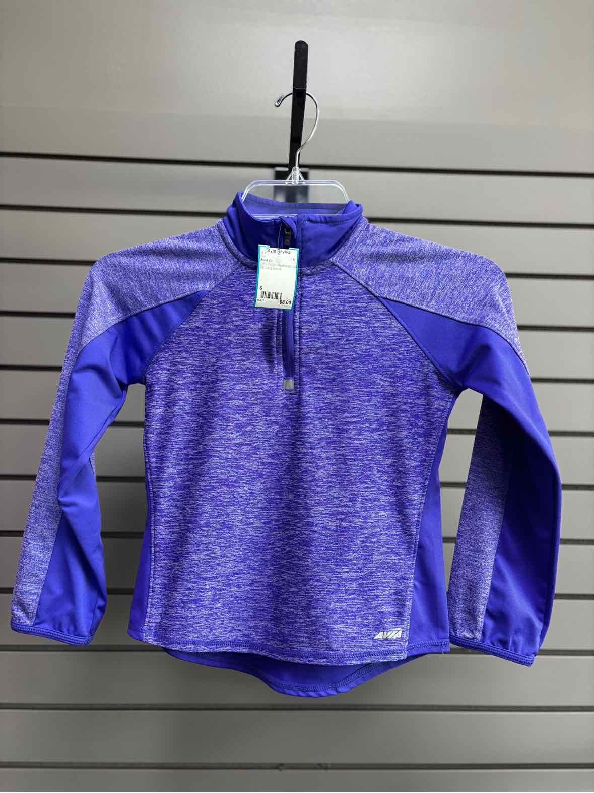 Girl's Child Size 6 Ava & Viv Purple Heathered 3/4 Zip Long Sleeve Shirt