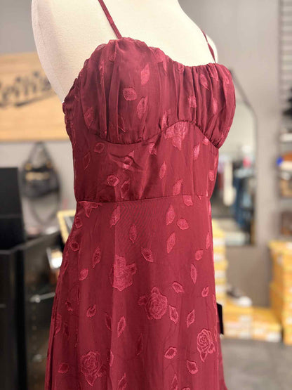 Women's Size M Burgundy Lulus Tank Floral Maxi Dress