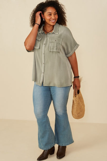 Dolman Sleeve Washed Tencel Safari Shirt