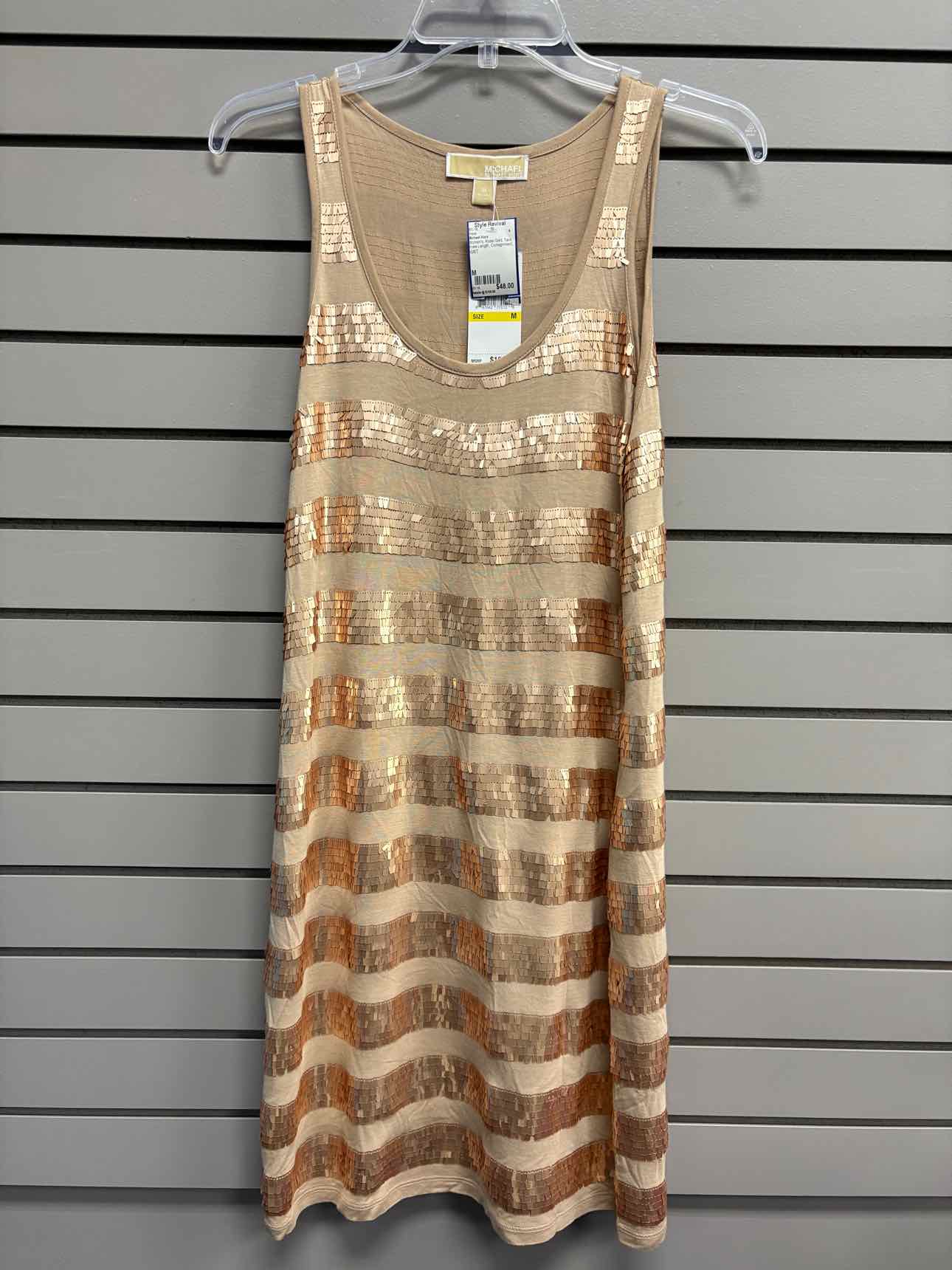 Women's Size M Rose Gold Michael Kors Tank Knee Length Dress