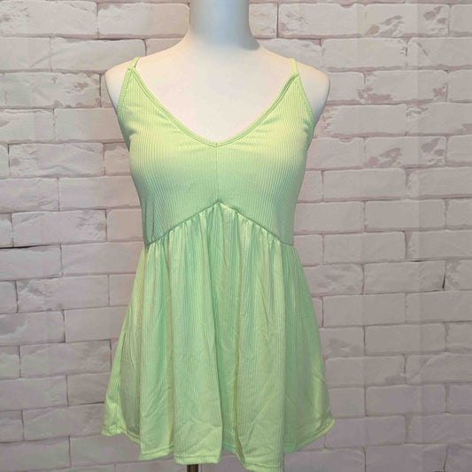 Plus V-Neck Babydoll Tank - Fresh Mint