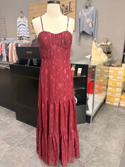 Women's Size M Burgundy Lulus Tank Floral Maxi Dress