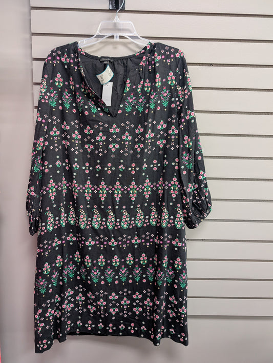 Women's Size XXL Black Ann Taylor Long Sleeve Floral Above Knee Dress