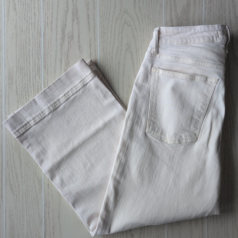 Women's Waist Size 10 Warp + Weft Cream Wide Leg Jean
