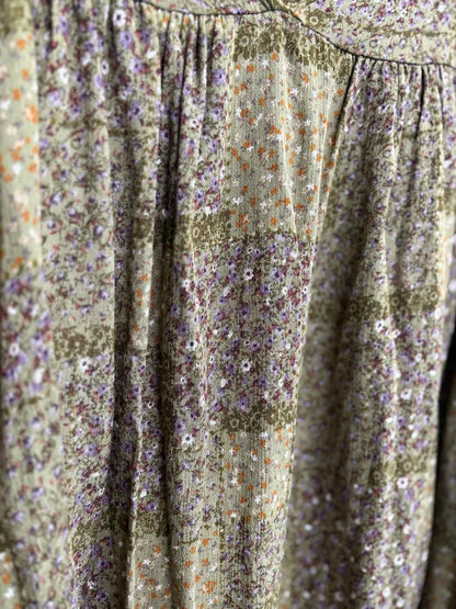 Women's Women Size XXL Green Hesed Floral V-Neck Long Sleeve Shirt