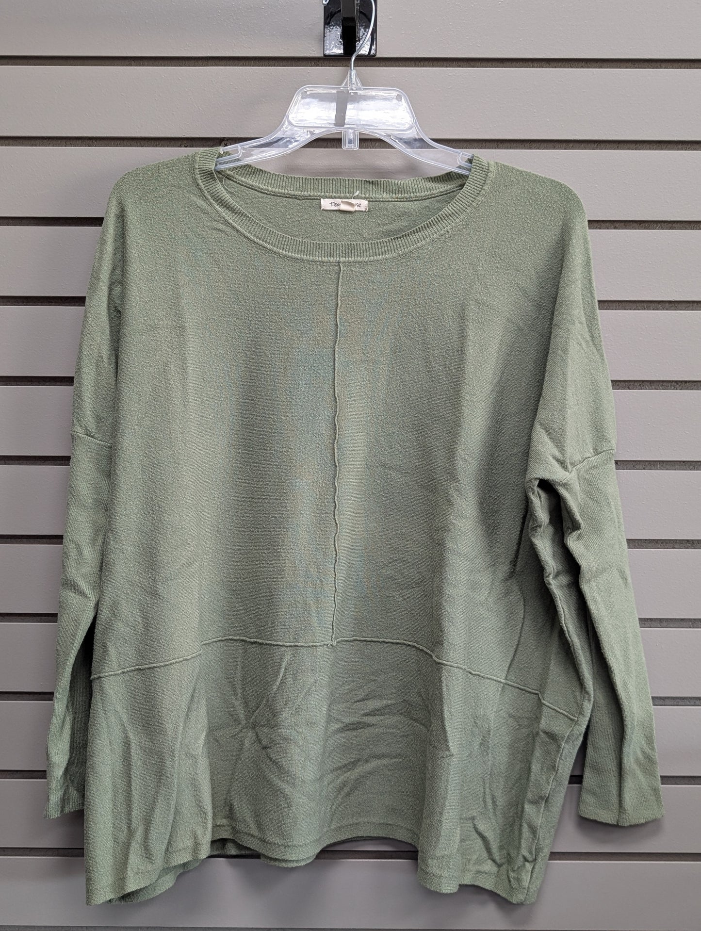 Women's Women Size M Army Green tea n rose Long Sleeve Sweater