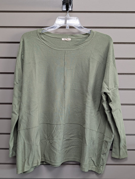 Women's Women Size M Army Green tea n rose Long Sleeve Sweater