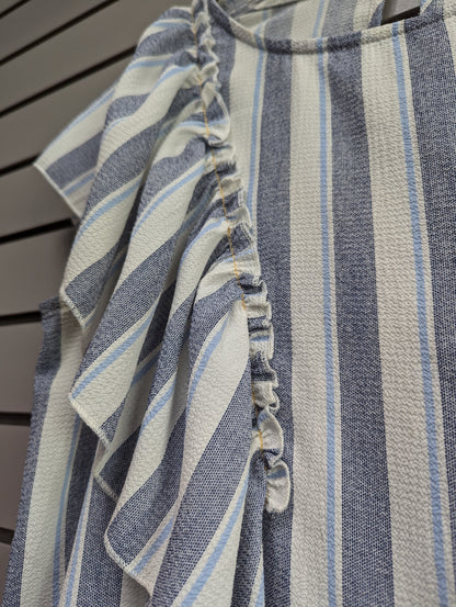 Women Size S Blue Gimmick Stripe Sleeveless Blouse