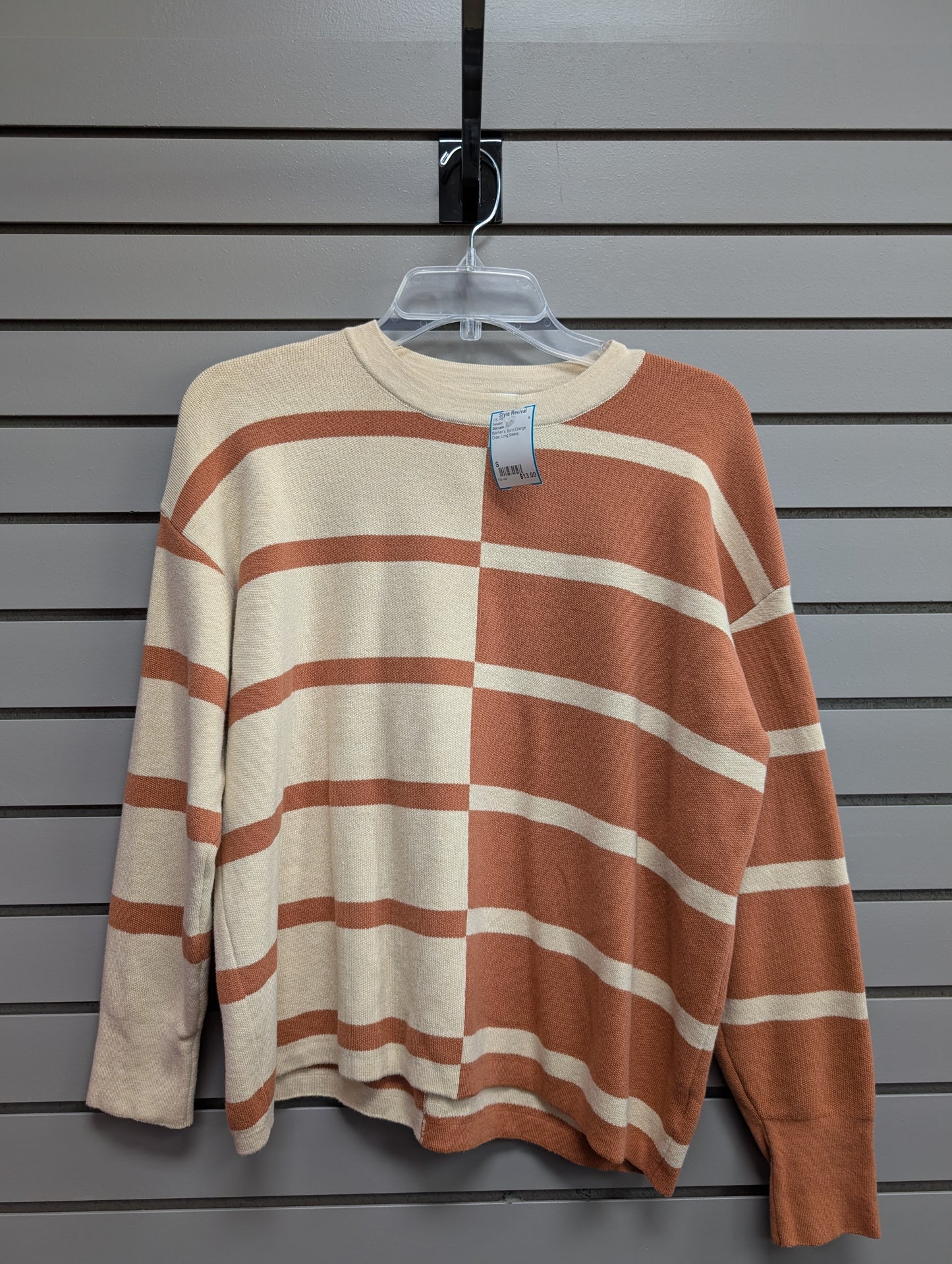Women's Women Size S Burnt Orange Staccato Crew Long Sleeve Sweater