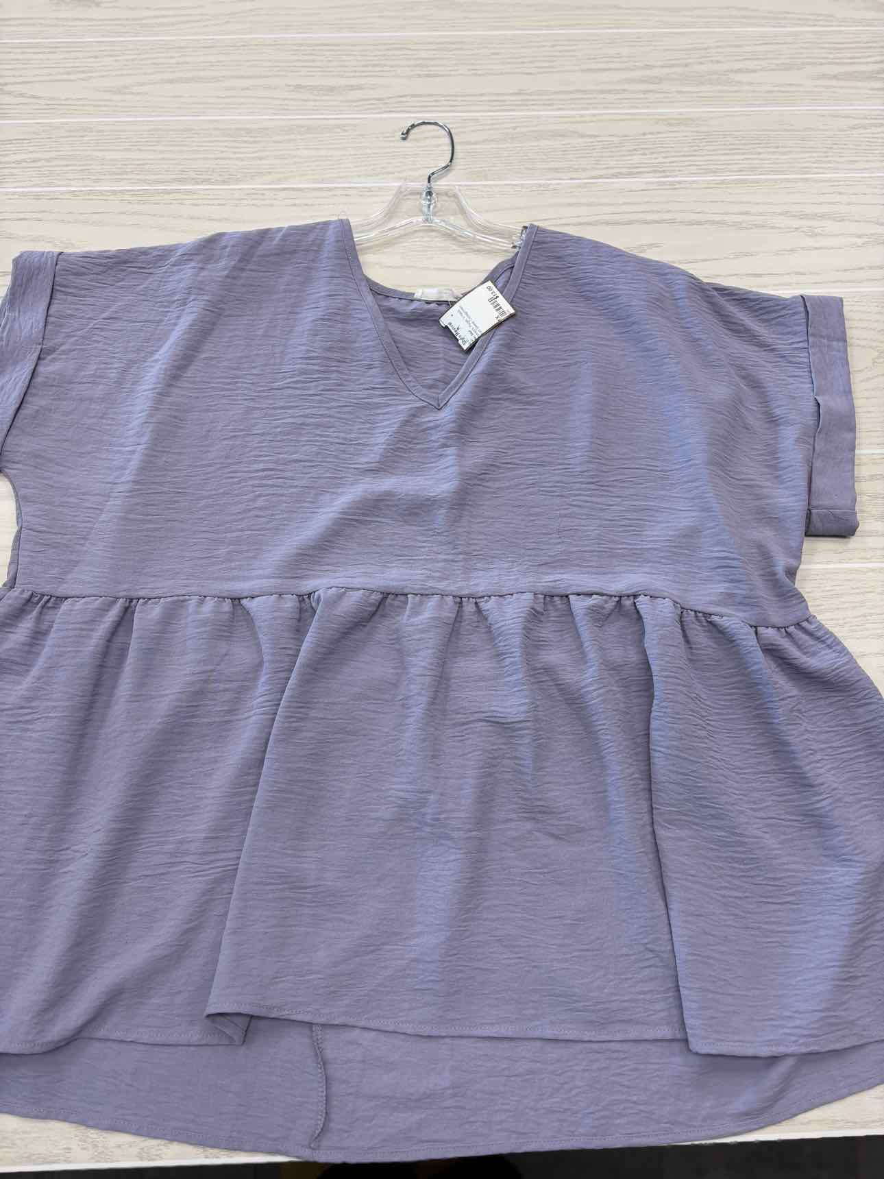 Women's Women Size 1X Purple Chic Soul V-Neck Short Sleeve Shirt