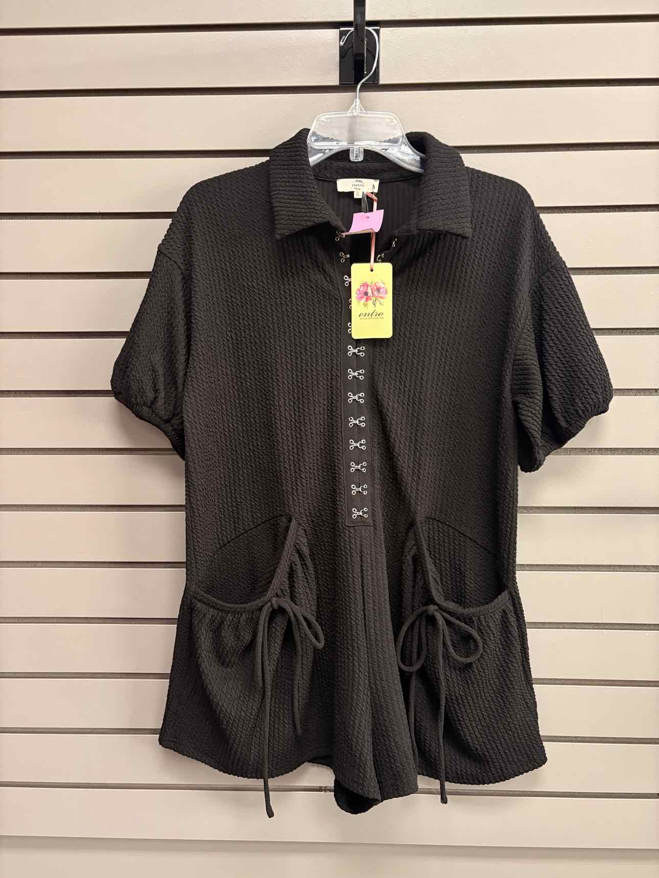 Women's Women Size S Black Entro Ribbed Romper