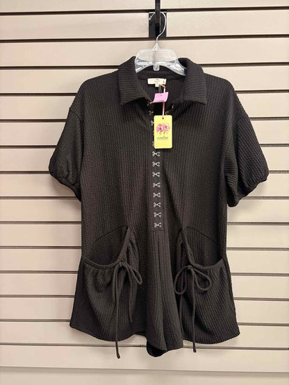 Women's Women Size S Black Entro Ribbed Romper