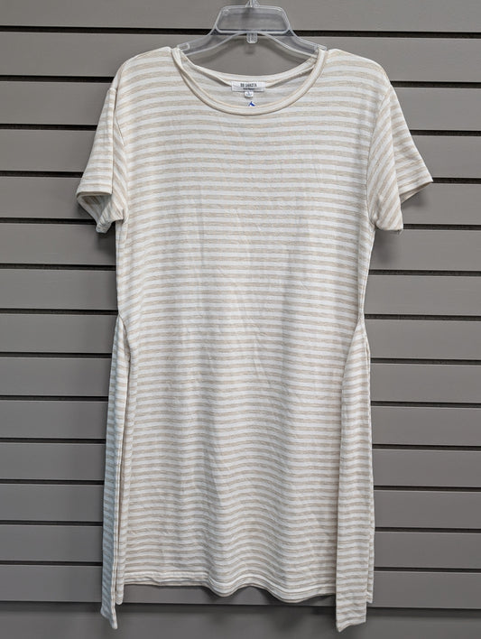 Women's Size Large Cream BB Dakota Short Sleeve Stripe Midi Dress