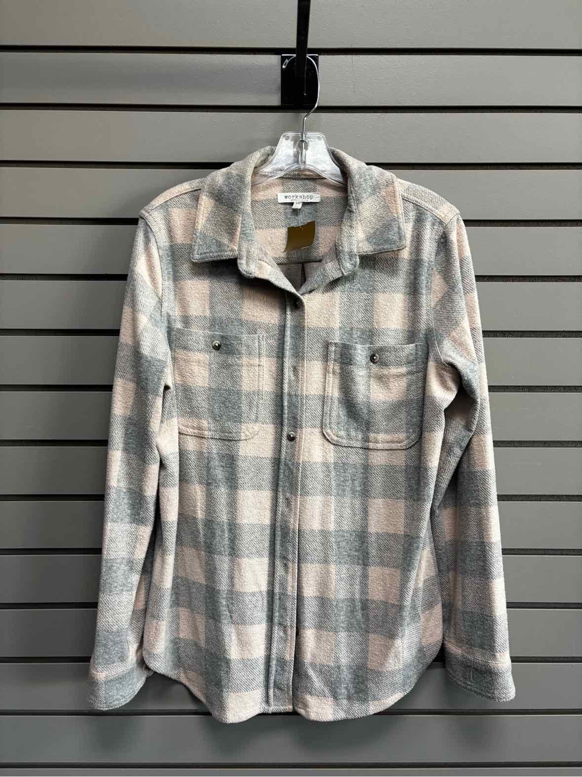 Women's Women Size L Workshop Republic Light Pink Plaid Shacket