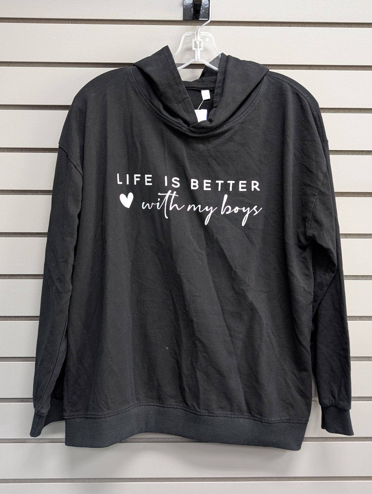 Women's Women Size L Black Unknown Hooded Long Sleeve Sweatshirt