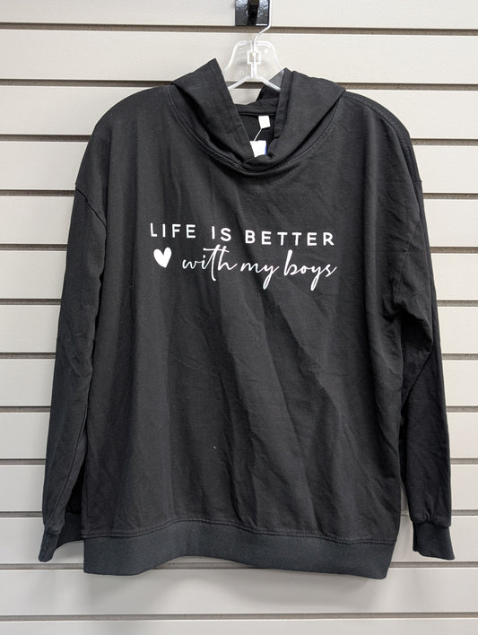 Women's Women Size L Black Unknown Hooded Long Sleeve Sweatshirt