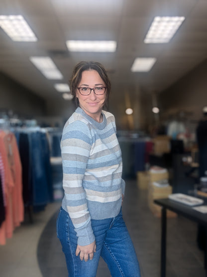 Stonedwashed Stripes Knit Sweater