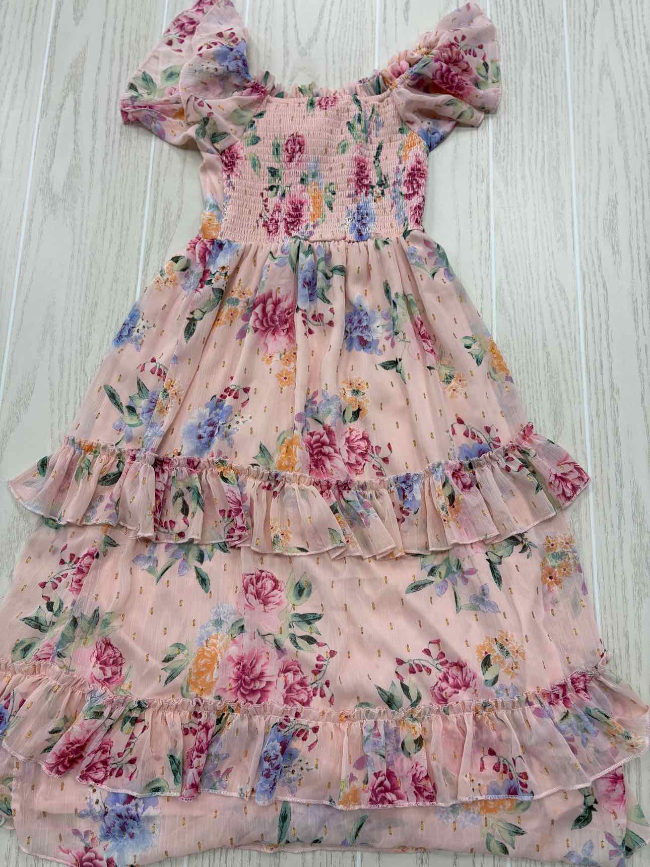 Girl's Child Size M Rare Editions Light Pink Floral Midi Dress