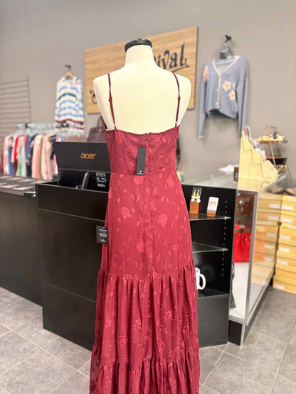 Women's Size M Burgundy Lulus Tank Floral Maxi Dress