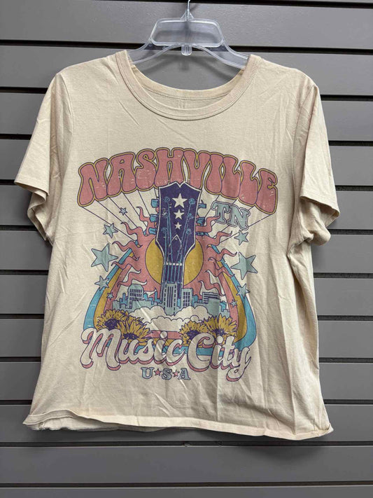 Women's Women Size L Tan Zoe + Liv Short Sleeve Shirt