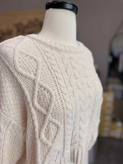 Women's Women Size M Cream LA Hearts Crew Long Sleeve Sweater