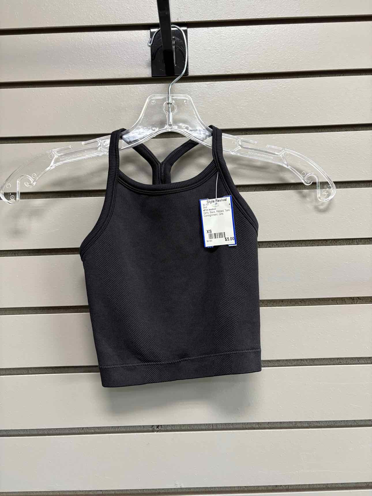 Girl's Child Size XS all in motion Black Ribbed Tank Shirt