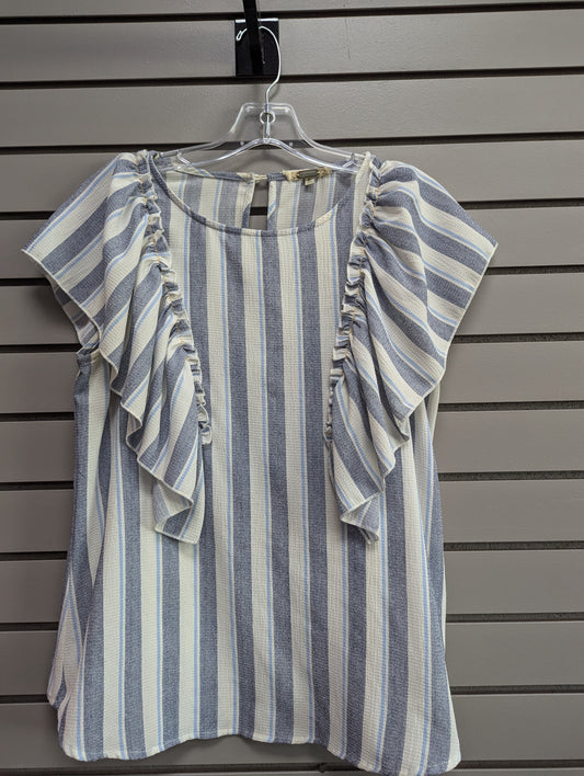 Women Size S Blue Gimmick Stripe Sleeveless Blouse