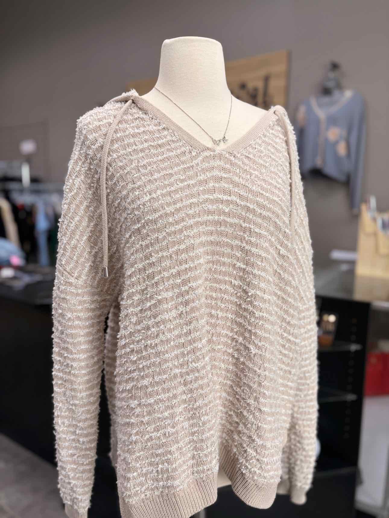 Women's Women Size XL Cream Artelier V-Neck Long Sleeve Sweatshirt