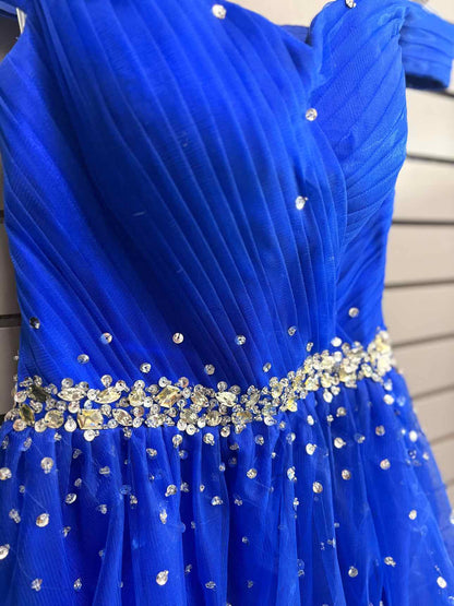 Women's Size 4 Blue Off the Shoulder Dress with Sequins
