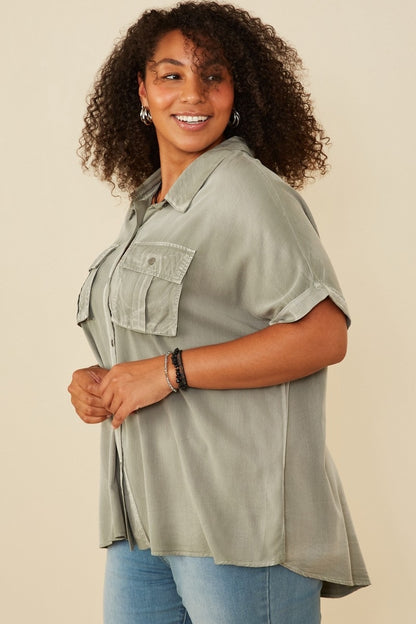 Dolman Sleeve Washed Tencel Safari Shirt