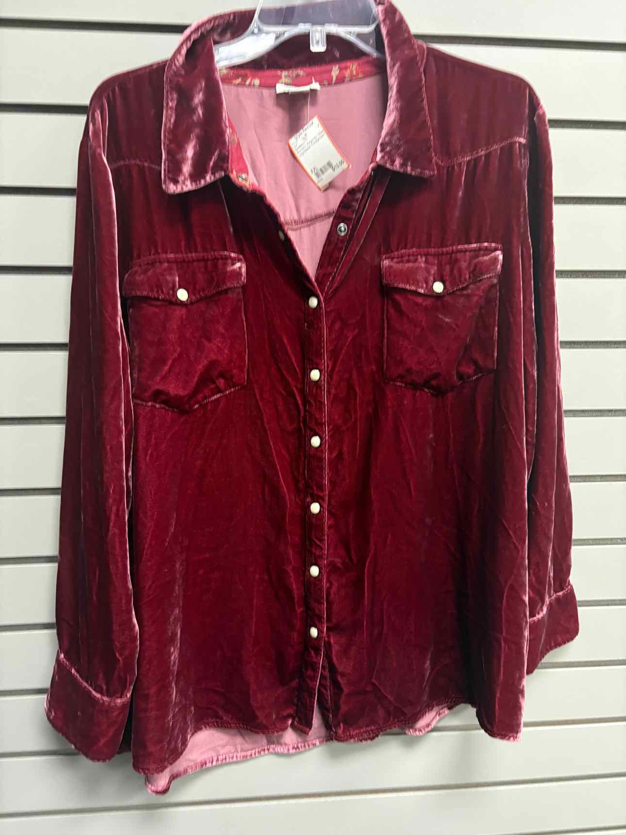 Women's Women Size XXL Burgundy Sundance Velvet Long Sleeve Shirt