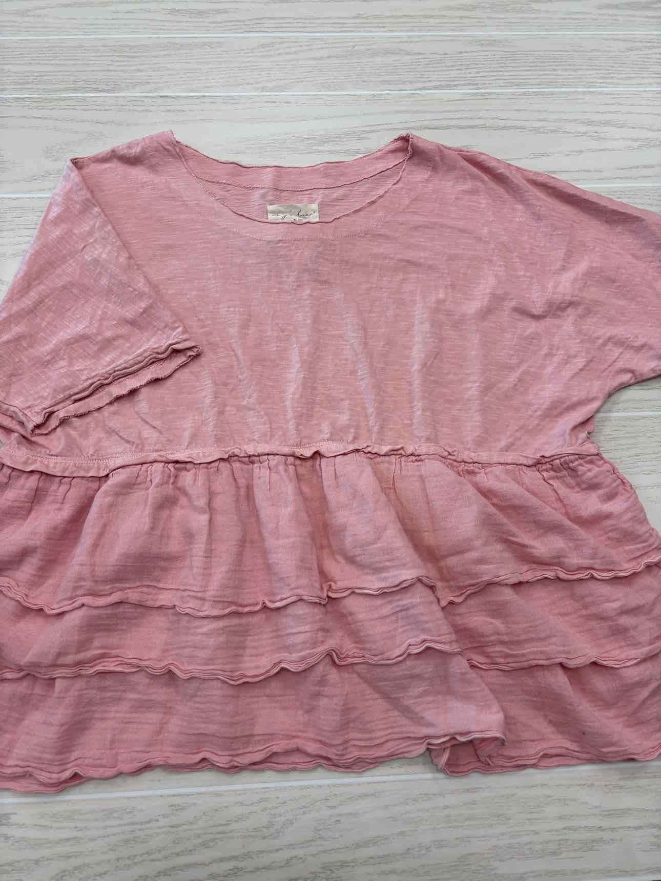 Women's Women Size 1X Light Pink Short Sleeve Shirt