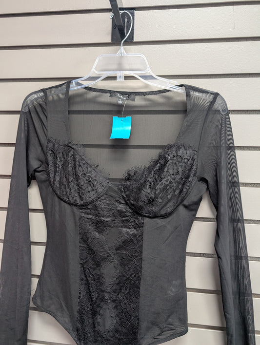 Women's Women Size M Black Lulus Lace V-Neck Long Sleeve Shirt