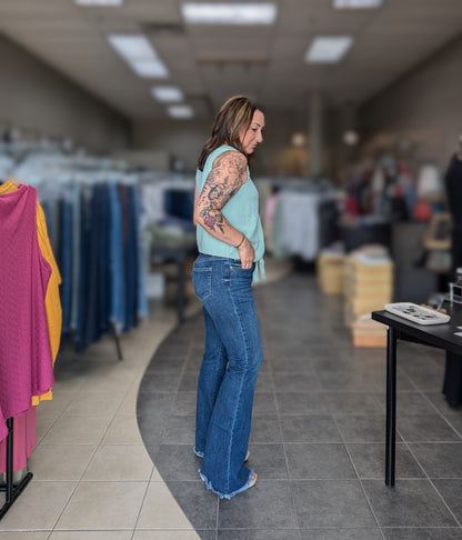 Mid Rise Fringe Flare