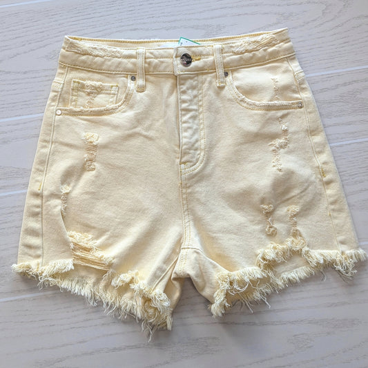 Women's S Risen Yellow Distressed Short