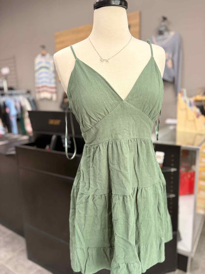 Women's Size Large Green monteau Tank Above Knee Dress