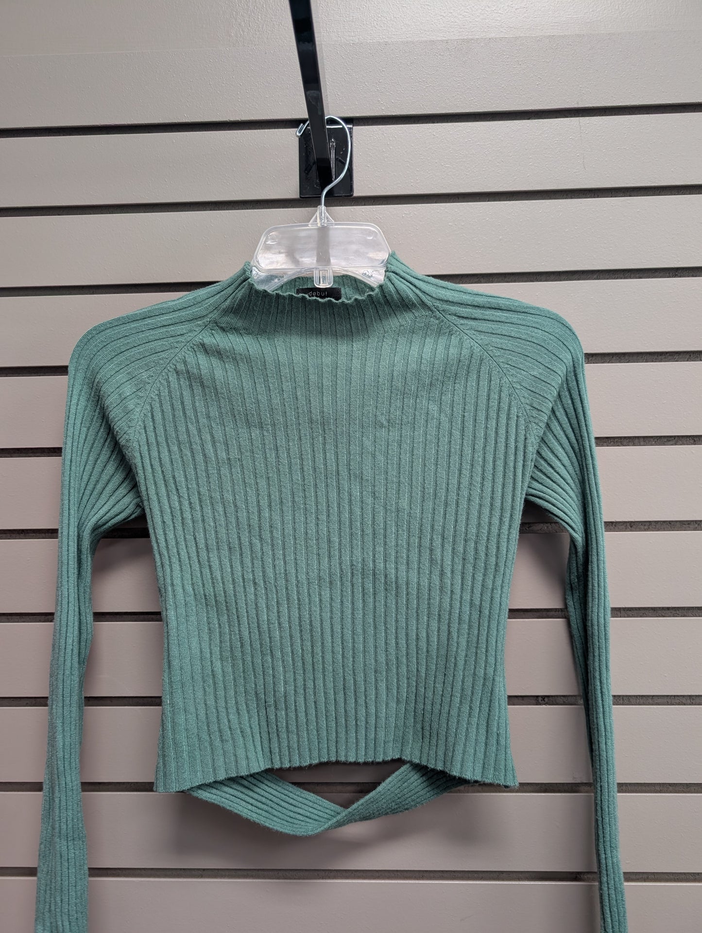 Women's Women Size S/M Sage Debut Ribbed Mock Neck Long Sleeve Shirt