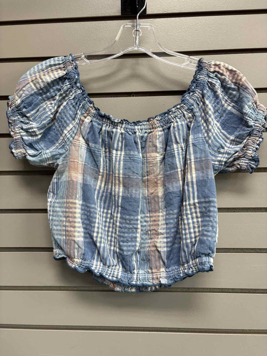 Women's Women Size XS Blue American Eagle Paisley Short Sleeve Shirt